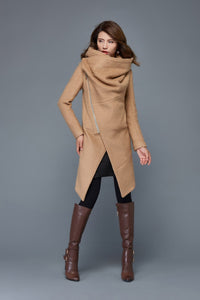 Brown Asymmetrical Winter Wool Coat C959