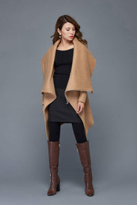 Brown Asymmetrical Winter Wool Coat C959