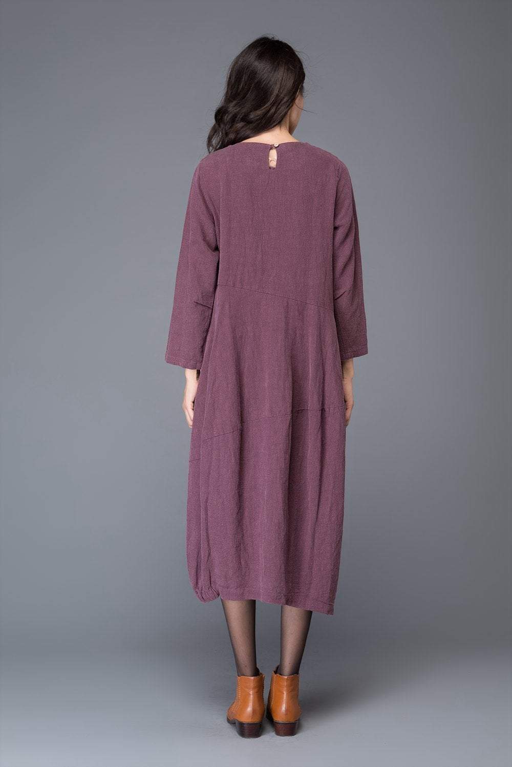 Linen dress, plus size dress, woman dress, midi dress, plus size clothing, linen dress woman, plus size linen, asymmetrical dress C1010