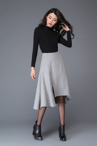 Asymmetrical A linen wool skirt C1004