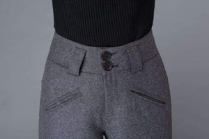 Wide leg pants, Wool pants, womens pants, grey pants C1002