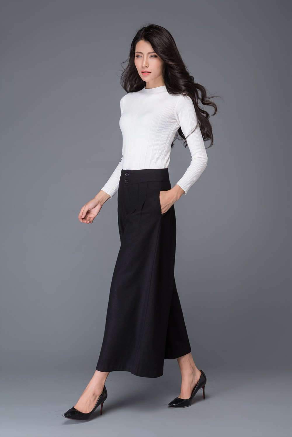 Palazzo Pants for Women Elastic High Waisted Drawstring Pleated Wide Leg  Pants Casual Flowy Lounge Trousers Ladies Clothes - Walmart.com