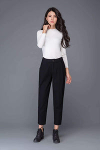 Black pants, warm pants, womens pants, wool pants, formal pants, work pants, office pants, long pants, winter pants, custom pants C1017
