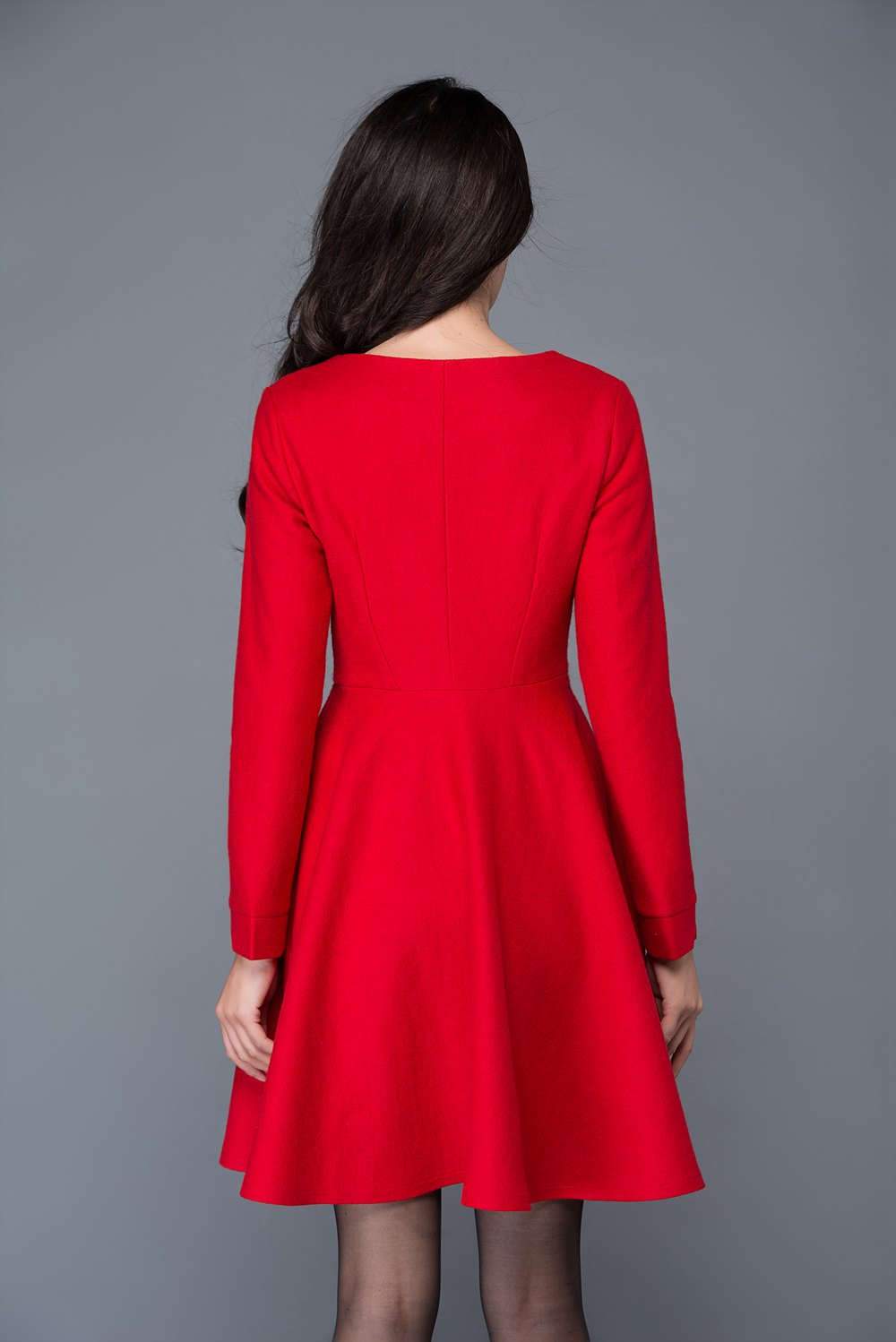 Red wool dress, Womens dresses for winter, girls dresses, winter dress YLISTYLE Red wool dress, Womens dresses for winter, girls dresses, winter dress YLISTYLE
