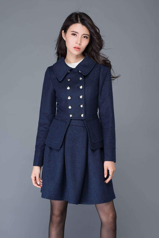 Short jacket, womens jackets, jacket, blue winter jacket, wool coat women, coat, womens short jacket, winter coat, blue coat women  C1037