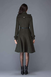 Double Breasted Wool Trench Coat C1028#