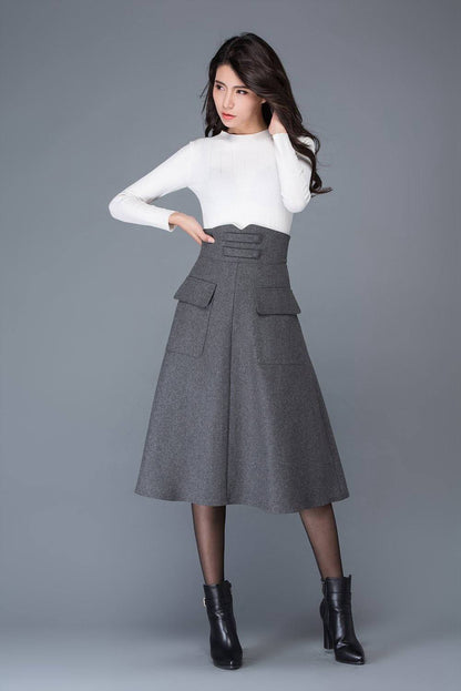High wasit wool maxi skirt C1035