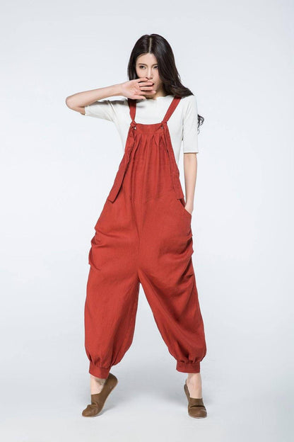 Linen jumpsuit, loose Linen jumpsuit, Linen jumpsuit women, Linen pants, linen overalls, Wide leg jumpsuit, plus size linen pants C1058