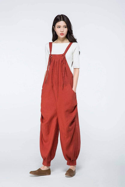 Linen jumpsuit, loose Linen jumpsuit, Linen jumpsuit women, Linen pants, linen overalls, Wide leg jumpsuit, plus size linen pants C1058