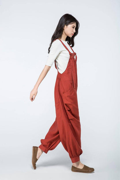 Linen jumpsuit, loose Linen jumpsuit, Linen jumpsuit women, Linen pants, linen overalls, Wide leg jumpsuit, plus size linen pants C1058