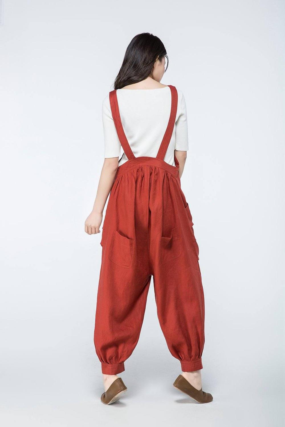 Linen jumpsuit, loose Linen jumpsuit, Linen jumpsuit women, Linen pants, linen overalls, Wide leg jumpsuit, plus size linen pants C1058
