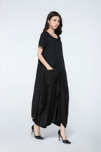 Load image into Gallery viewer, Linen dress, long linen dress, linen dress maxi, summer dress, linen dress women, black linen dress, casual dresses, oversized dress C1060
