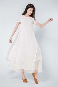 Maxi Linen Loose Casual Long Woman Dress C1101
