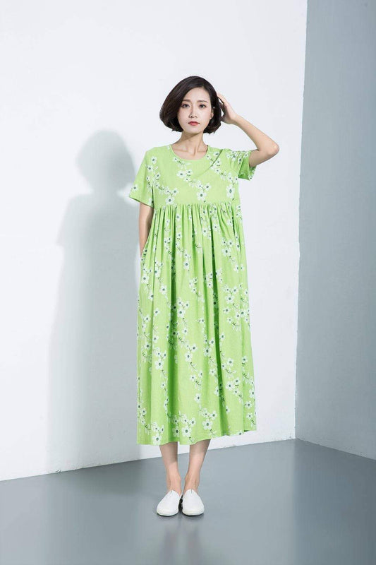 Maternity dress, midi dress, oversized dress, linen tunic, long linen dress, summer dress, linen dress women, casual dress  C1115