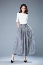 Load image into Gallery viewer, linen pants, linen trousers, high waisted trousers, wide leg pants women, grey linen pants, palazzo pants, linen pants women C1039
