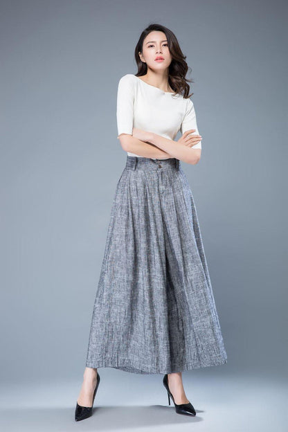 linen pants, linen trousers, high waisted trousers, wide leg pants women, grey linen pants, palazzo pants, linen pants women C1039