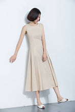 Load image into Gallery viewer, Linen dress, midi dress, Beige Linen Dress, summer dress, Sleeveless Dress, long linen dress, linen womens clothes, women dress C1139
