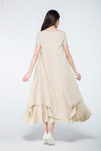 Load image into Gallery viewer, beige long linen loose dress C1071, Size US 2 #yy03420

