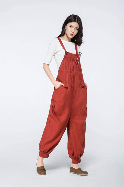 Linen jumpsuit, loose Linen jumpsuit, Linen jumpsuit women, Linen pants, linen overalls, Wide leg jumpsuit, plus size linen pants C1058