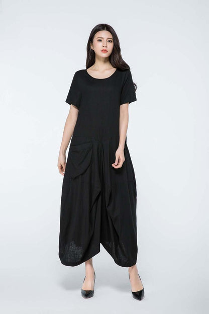 Linen dress, long linen dress, linen dress maxi, summer dress, linen dress women, black linen dress, casual dresses, oversized dress C1060