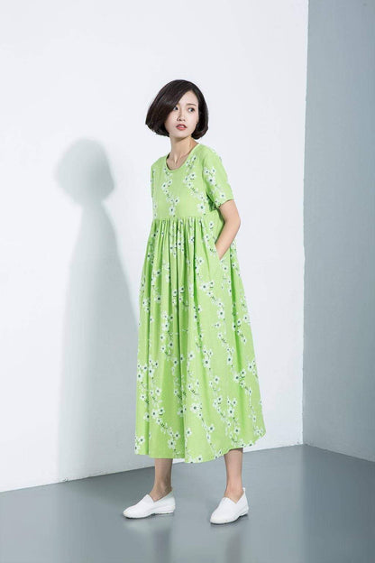 Maternity dress, midi dress, oversized dress, linen tunic, long linen dress, summer dress, linen dress women, casual dress  C1115