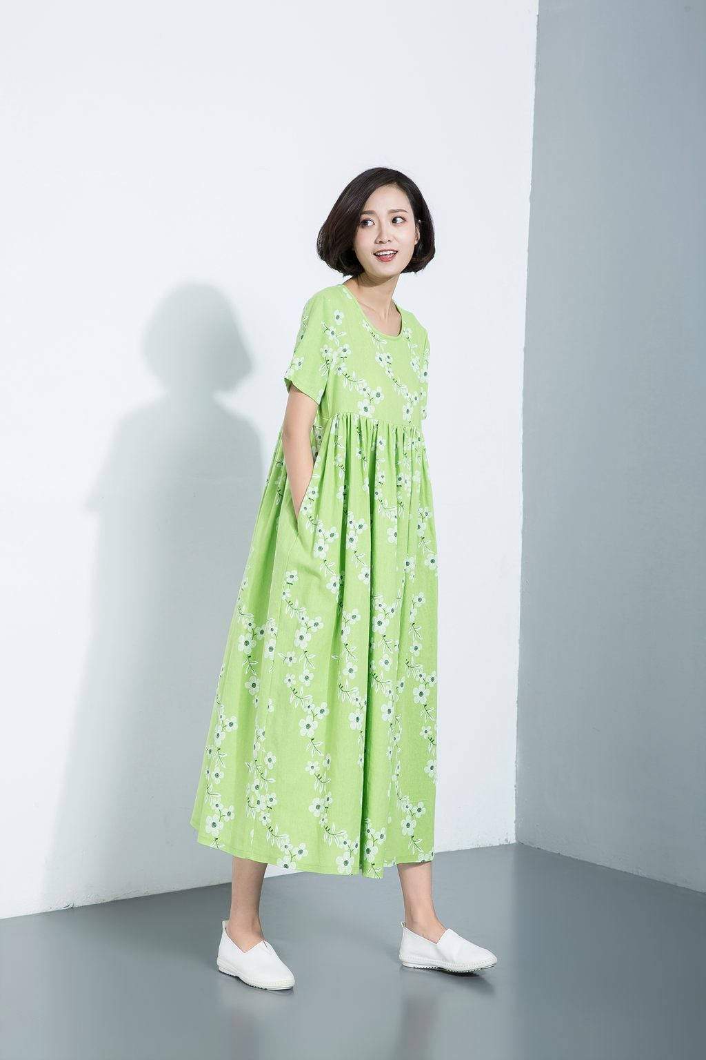 Maternity dress, midi dress, oversized dress, linen tunic, long linen dress, summer dress, linen dress women, casual dress  C1115