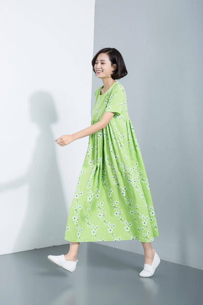 Maternity dress, midi dress, oversized dress, linen tunic, long linen dress, summer dress, linen dress women, casual dress  C1115
