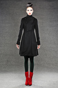 Black Coat, wool coat, womens jacket, winter coat, warm coat, Asymmetrical coat, long coat, black wool coat, womens coat, C039