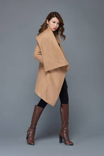 Load image into Gallery viewer, Brown Asymmetrical winter wool coat women C959

