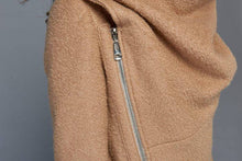 Load image into Gallery viewer, Brown Asymmetrical Winter Wool Coat C959
