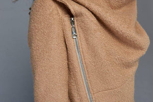 Brown Asymmetrical Winter Wool Coat C959