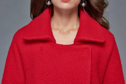 Red wool coat, womens wool coats, wool coat, winter wool coat, womens jackets, warm wool coat, Short wool coat, loose coat C960
