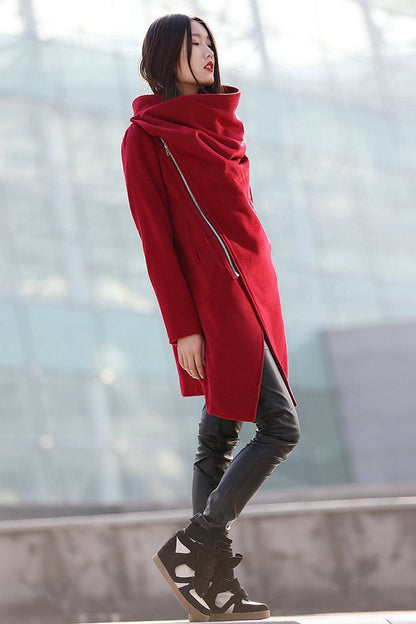 Winter coat, jacket, winter coats for women, red coat, winter coat, coat, womens coats, womens jackets, wool coat, Asymmetrical coat  C179