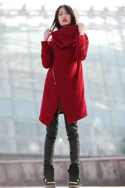 Winter coat, jacket, winter coats for women, red coat, winter coat, coat, womens coats, womens jackets, wool coat, Asymmetrical coat  C179
