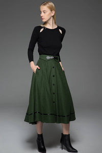 A-Line Winter Warm Midi-Length Skirt C760