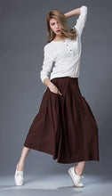 Load image into Gallery viewer, Tea length skirt, Linen Skirt, brown linen skirt, midi skirt, womens skirts, linen skirt pockets, summer skirt, made to order C872
