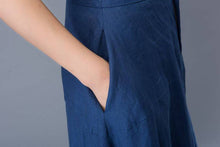 Load image into Gallery viewer, blue linen skirt, linen skirt, Maxi linen skirt, womens skirt, pockets skirt, long skirt, asymmetrical skirt, womens linen skirt C950
