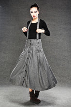 Load image into Gallery viewer, button front wool suspender skirt C048
