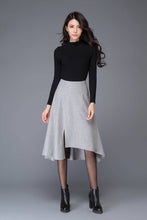Load image into Gallery viewer, Asymmetrical A linen wool skirt C1004
