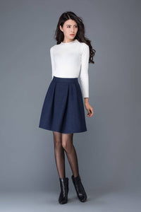Pleated wool mini skirt  C1036