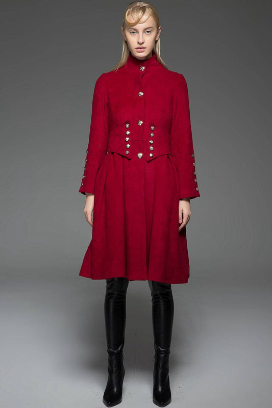 Red Wool Coat, wool coat, winter coat, red jacket, military jacket, womens coat, jackets, coat, long coat, Military coat, coat  C748