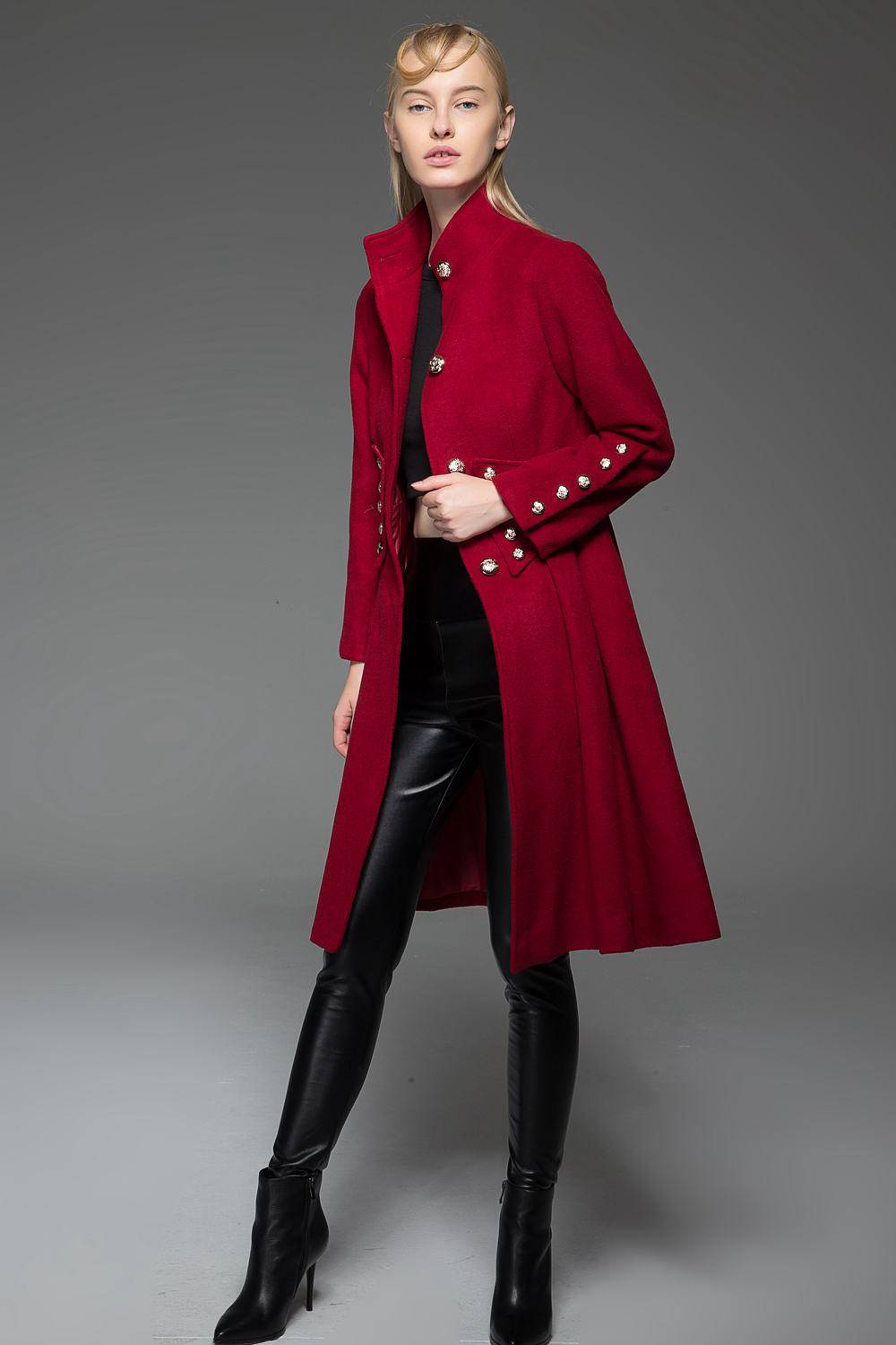 Red Wool Coat, wool coat, winter coat, red jacket, military jacket, womens coat, jackets, coat, long coat, Military coat, coat  C748