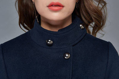 Wool coat, womens coats, winter coat, coats, jacket, blue jacket, midi coat, navy wool coat, vintage jacket, military coat  C972