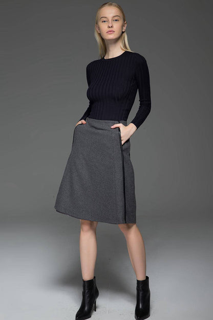 Gray skirt, wool skirt, winter skirt, womens skirts, midi skirt, gray wool skirt, office skirt, wool skirt women, winter wool skirt C774