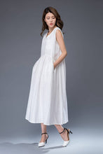 Load image into Gallery viewer, Sleeveless loose fit V neck maxi linen dress C487
