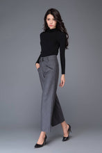 Load image into Gallery viewer, Wide leg pants, Wool pants, womens pants, grey pants C1002
