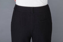 Load image into Gallery viewer, Black pants, warm pants, womens pants, wool pants, formal pants, work pants, office pants, long pants, winter pants, custom pants C1017

