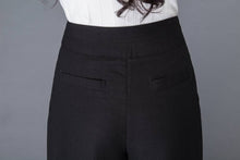 Load image into Gallery viewer, Long black winter wool pants with pockets C1014
