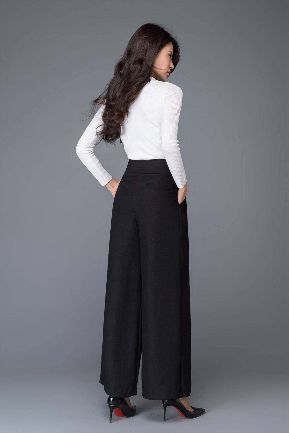 Wide Leg Wool Pants, Palazzo Trouser Pants, High Waisted Winter Pants, Wide  Wool Culottes, Plus Size Pants, Dark Academia Wool Clothing -  Canada