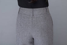 Load image into Gallery viewer, High waist wool pants in gray C1000
